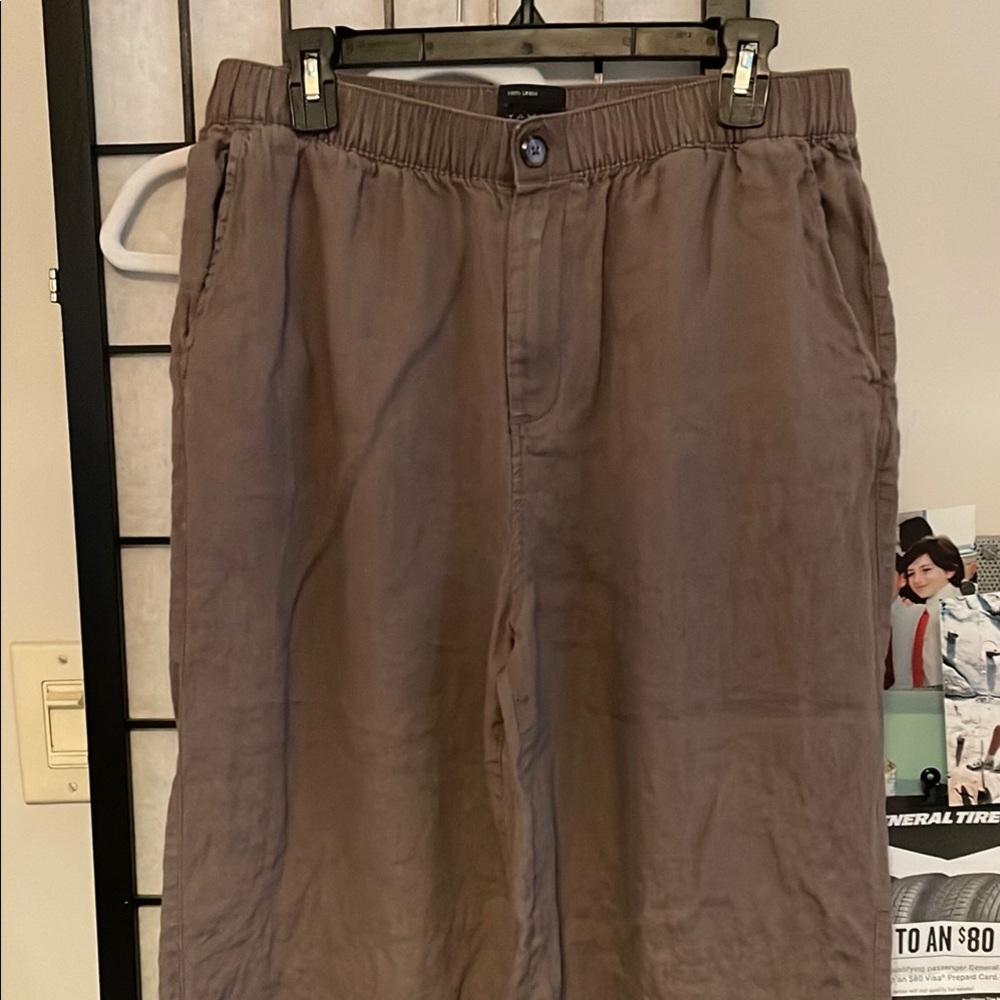 Brown Linen Casual Pants